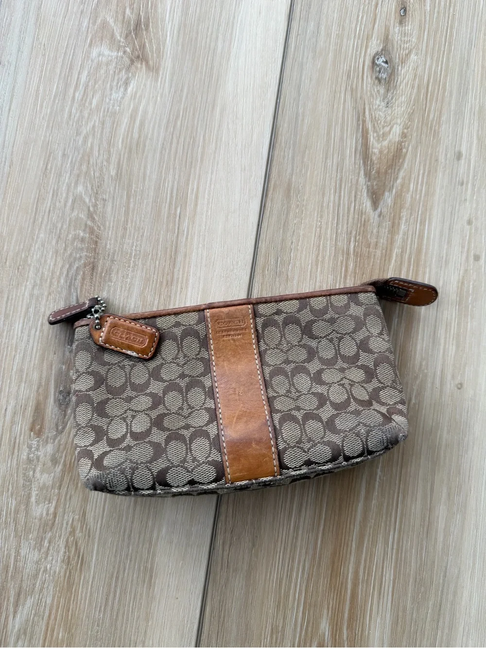 Coach Vintage Signature Canvas Wristlet Pouch